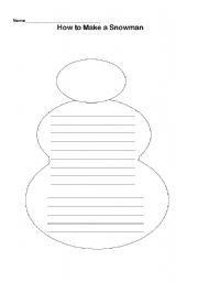 English Worksheet: How to Make a Snowman