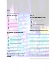 English worksheet: Winter Fun parts of speech writing learning fun