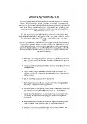English Worksheet: Aphorisms in Tuesdays With Morrie