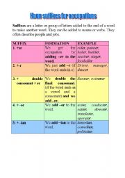 English Worksheet: Noun suffixes for occupations