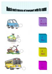 English worksheet: Means of transport