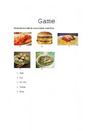 English worksheet: match the food with the countries that it comes from.