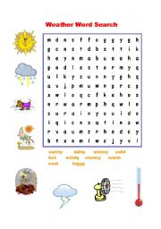 English Worksheet: Weather Word Search