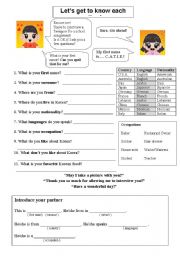 English Worksheet: interview a foreigner