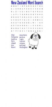 English Worksheet: New Zealand word search