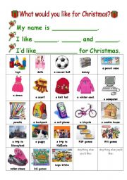 English Worksheet: What would you like for Chrismas? 