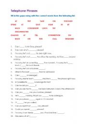 English Worksheet: Telephone Phrases