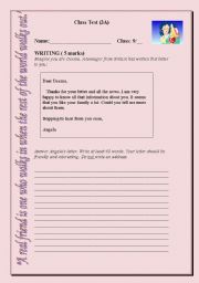 English Worksheet: writing test