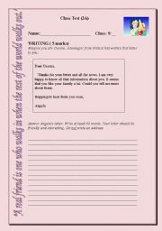 English worksheet: writing test