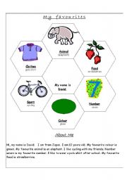 English worksheet: My Favourites_A template is included