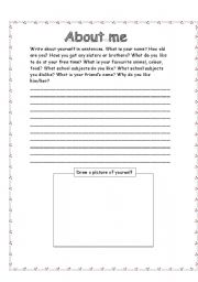 English Worksheet: All About Me_Writing Prompt
