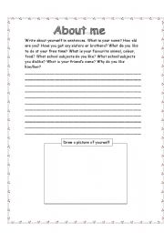 English worksheet: All About Me_Writing Prompt