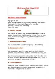 English Worksheet: CHRISTMAS TREE DICTATION