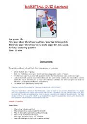 English worksheet: CHRISTMAS BASKETBALL QUIZ