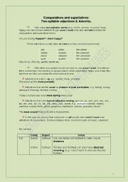 English worksheet: Two-syllable adjectives comparative & superlative forms