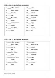 English Worksheet: using a or an