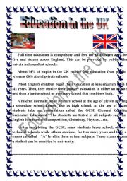 English Worksheet:  English Test  Education in the UK