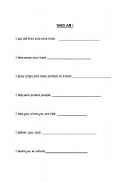 English worksheet: Community Helpers