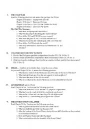 English worksheet: Cold War and Beyond Worksheet