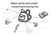 English worksheet: in my school bag