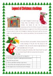 English Worksheet: Legend of Christmas stockings