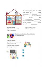 English Worksheet: PARTS OF THE HOUSE - CLASSROOM OBJECTS