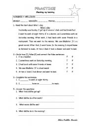 English Worksheet: Mike´s day