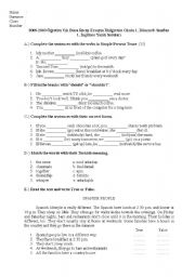 English Worksheet: a mixed test