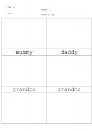 English worksheet: family