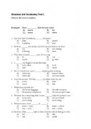 English Worksheet: Grammar and Vocabulary Test 1.