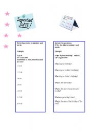 English Worksheet: Dates