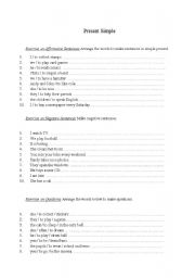 English Worksheet: Present Simple Exercises