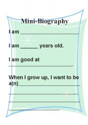 English Worksheet: Alll about me poster
