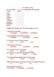 English worksheet: vocabulary