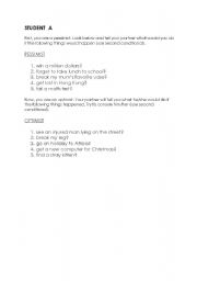 English Worksheet: Second (optionally first) conditional - less controlled practice