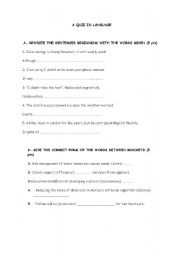 English worksheet: a language test