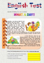 English Worksheet: Test What a Day