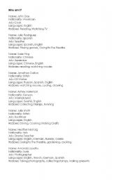 English Worksheet: Who are you - Basic English Get to know you game