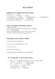 English worksheet: review exercises