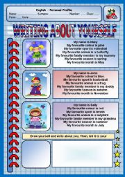 English Worksheet: Writing about yourself - Personal Profile