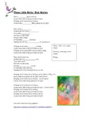 English Worksheet: three little birds fill in and sing