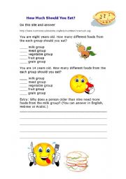 English Worksheet: how much should you eat