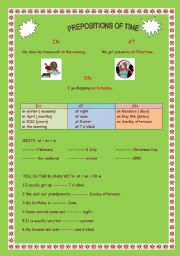 English Worksheet: Prepositions of time