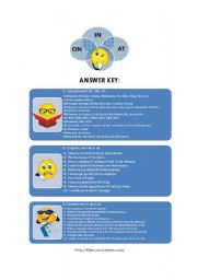 English Worksheet: Prepositions IN ON AT - Time Expressions / Answer Key