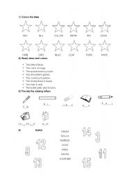 Test - Colours - School objects - Numbers