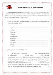 English worksheet: A Warm Welcome - Rowan Atinkson (with key)