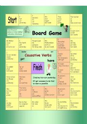 English Worksheet: Board Game - Causative Verbs (Have something done)