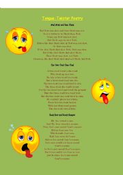 English Worksheet: Tongue Twister Poetry