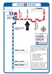 English Worksheet: Train Directions (UTA Trax)