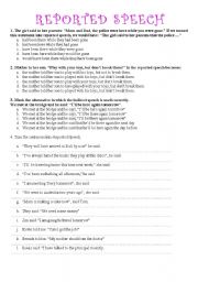 English worksheet: REPORTED SPEECH